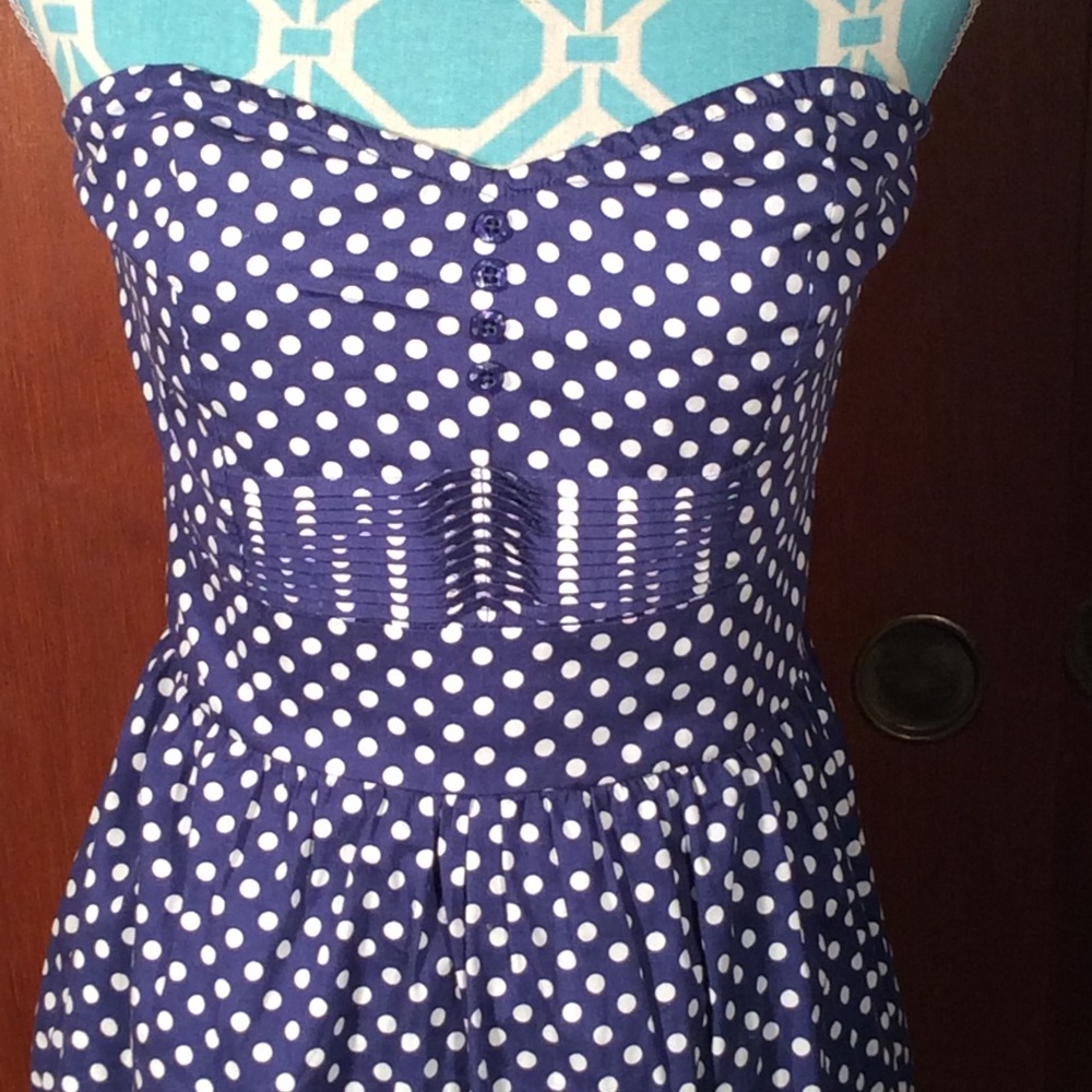 Bebop retro pin-up nautical blue white polka dots medium - Picture 3 of 4